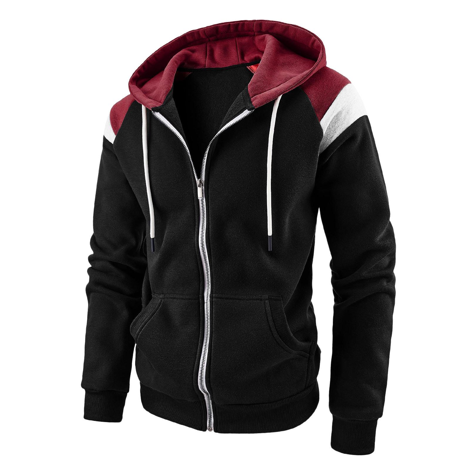 The second face a man Heren contrasterende kleur mode pluche casual sporttop XXXL zwart