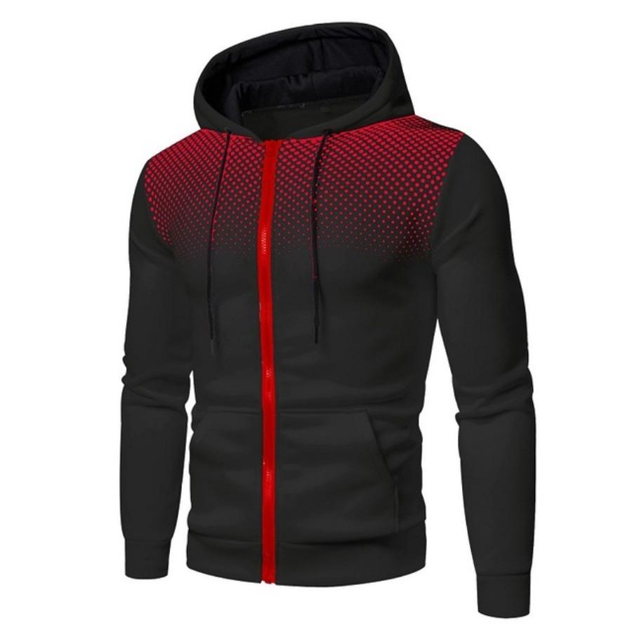 HerSight Heren hoodie met rits en capuchon Sweatshirt met grafische ritssluiting Polka Pot Print Sport Outdoor Casual Hoodies Slanke sweatshirts XXXXL zwart