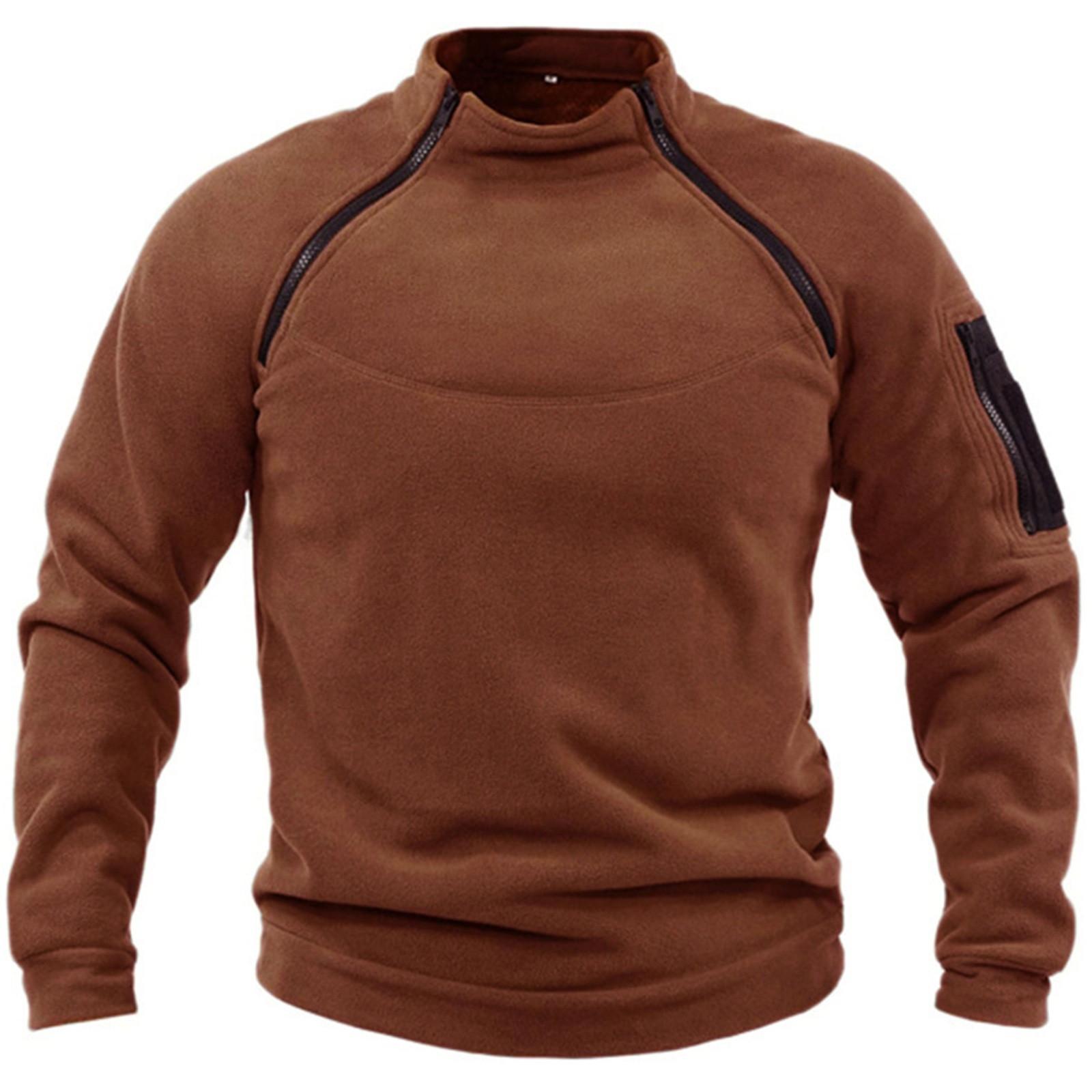 Niubiplus Heren Outdoor Jas Jachtkleding Warme Ritsen Fleece Pullover Man Winddicht Lente Winterjas Thermisch Ondergoed XL wijn