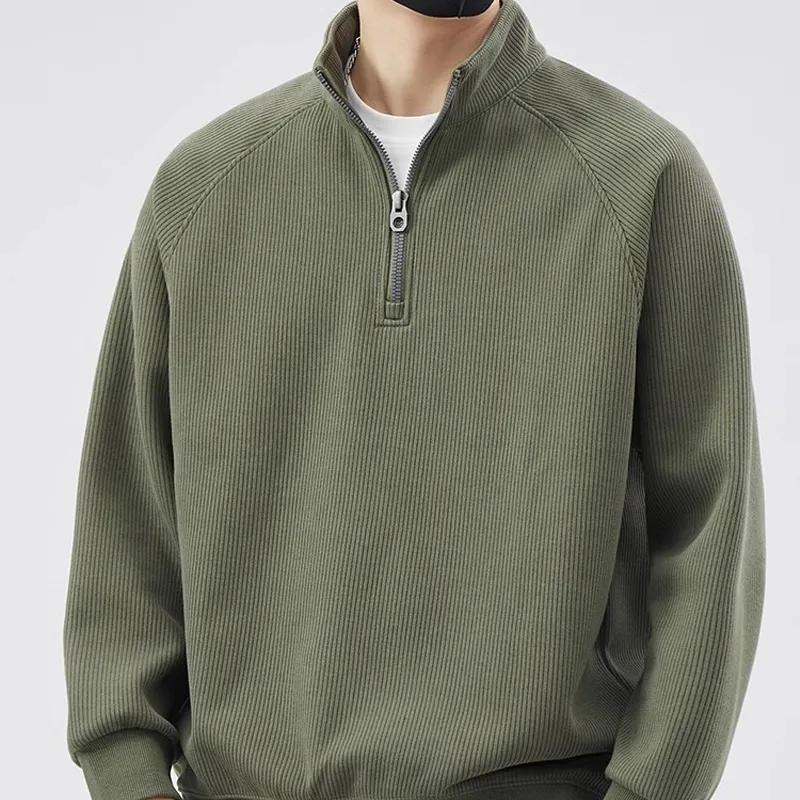 Twelve Month Lente Opstaande Kraag Pullover Sweatshirts Hombre Half Rits Y2K Vintage Hoodie Casual Preppy Mode Losse Kleding Plus Size XL groen