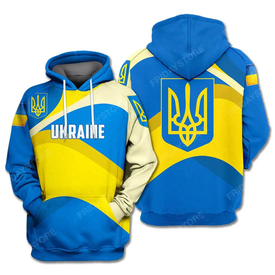 Wendy 3 Oekraïense T-shirt Oekraïense vlag badge blauw geel hoodie Oekraïense rits hoodie herenkleding XL