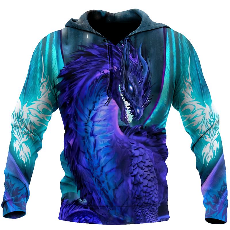 ETST 011 Lente 3D Draak Patroon Mannen Truien Mode Animal Print Sweatshirts Leisure O-hals Trui Jas Hip Hop Stijl Jassen 6XL