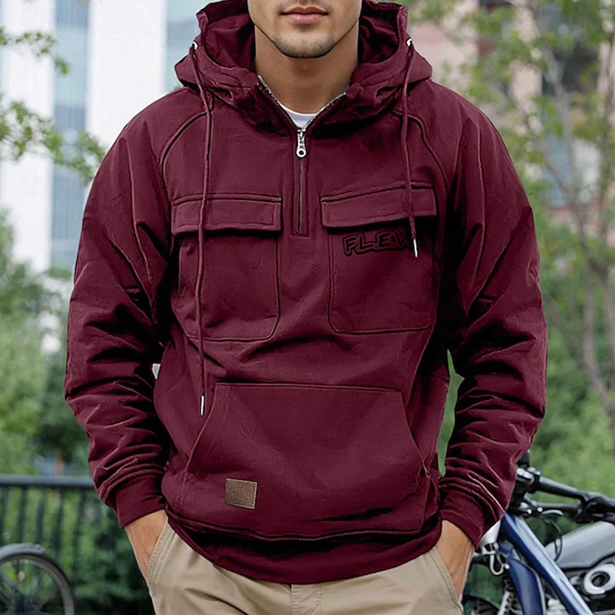 FEGKZLI Fashion 2024 Nieuwe Heren Herfst Hoodies Sweatshirts Casual Hoodie Jas voor Heren Winterjassen XXXL wijn
