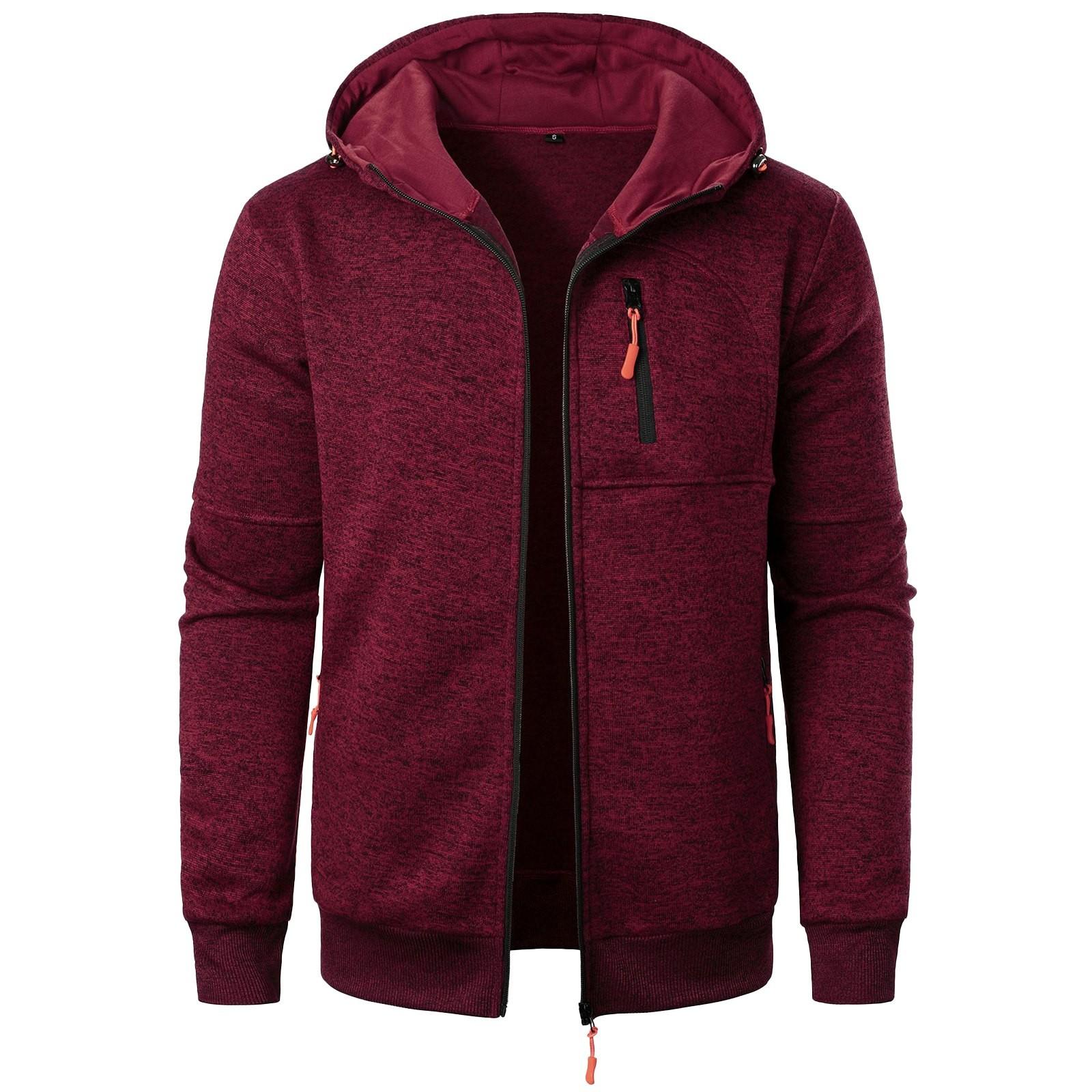 Mirbse Heren lente herfst capuchon dunne fluwelen losse grote maten trui jas vest top jas L wijn
