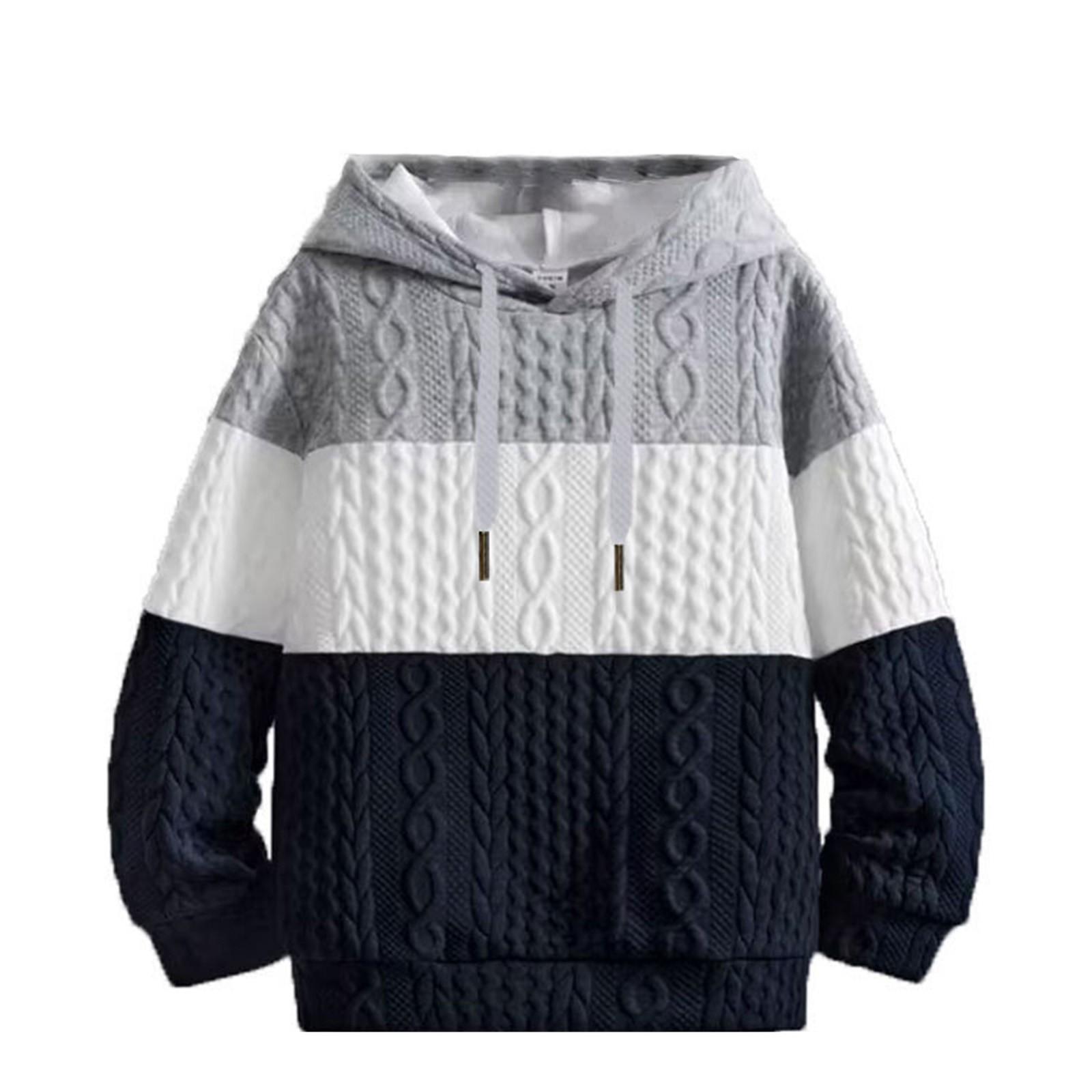 Sinking fish Heren Colorblock Casual Hooded Sweatshirt Lange Mouw Pullover Sweatshirt M lichtgrijze kleur