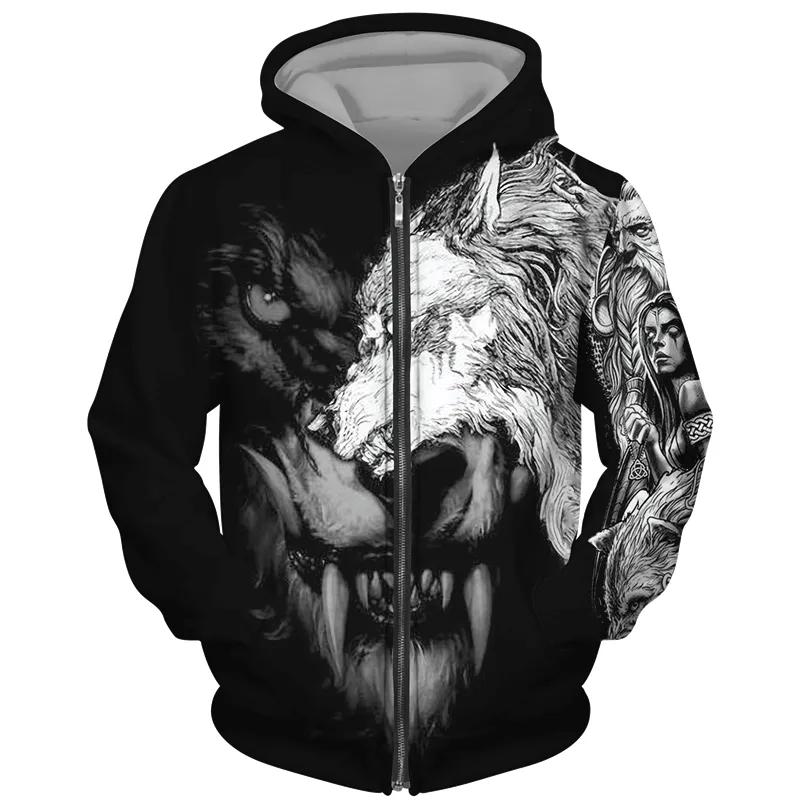 ETST 011 Golf Hoodie Ritssluiting 3D Wolf Print Kleding Voor Heren Kleding Y2k Mode Casual Kamperen Lange Mouwen Pullover Oversized Sweatshirts 5XL