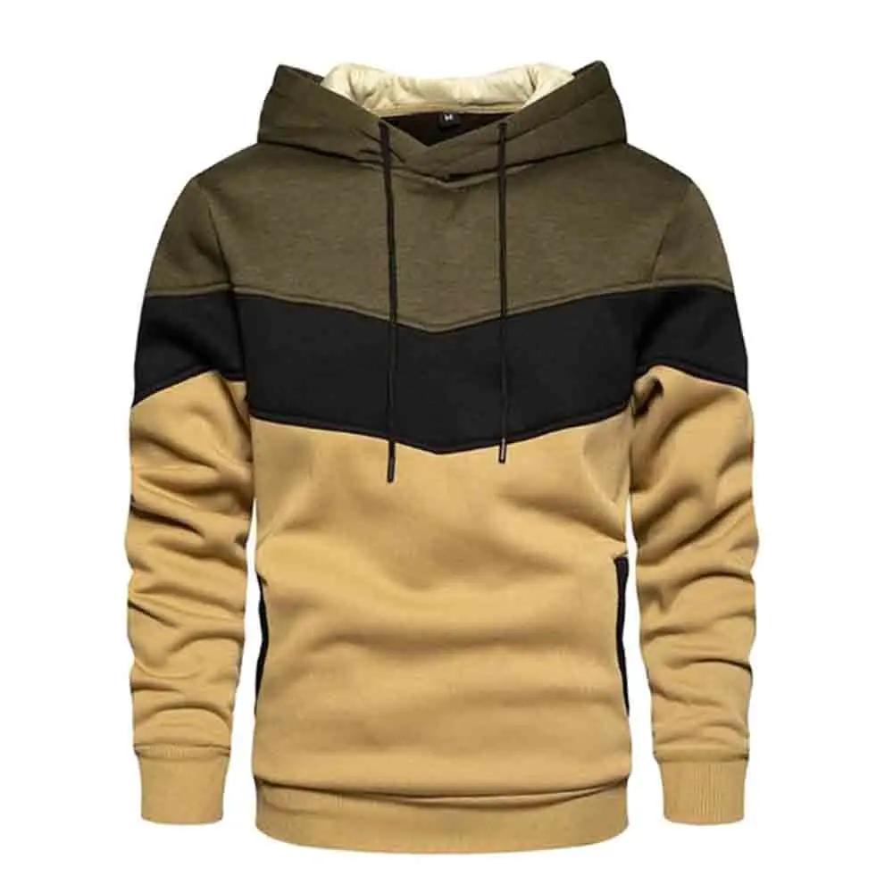 ETST 011 Heren patchwork sweatshirt met capuchon, hoodies, kleding, casual, losse fleece, warm, streetwear, herenmode, herfst, wintersport, uitloper XL
