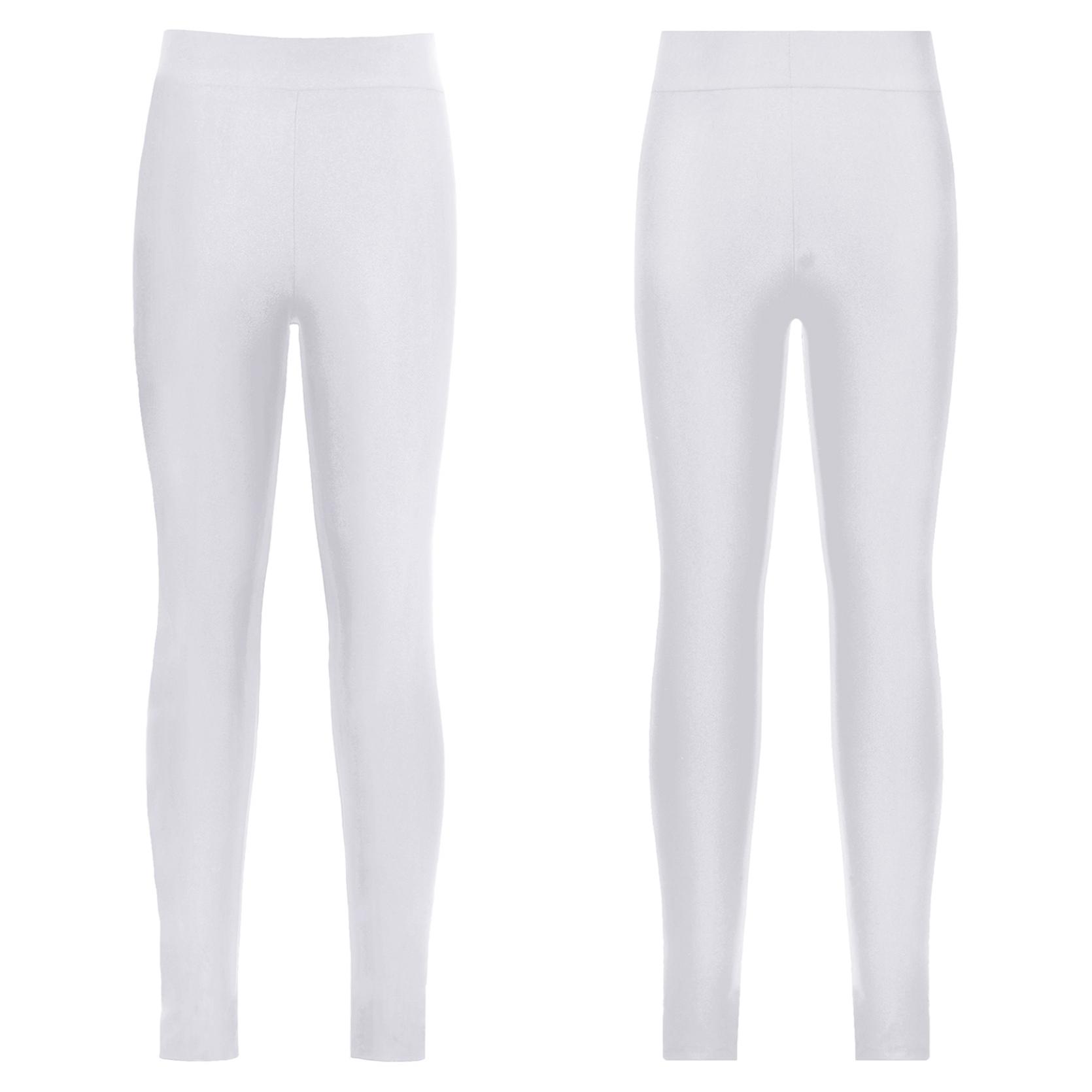 IEFiEL Stijlvolle schaatskleding voor kinderen, elastische tailleband, elastische dans, lange broek, legging 11-12 Years wit