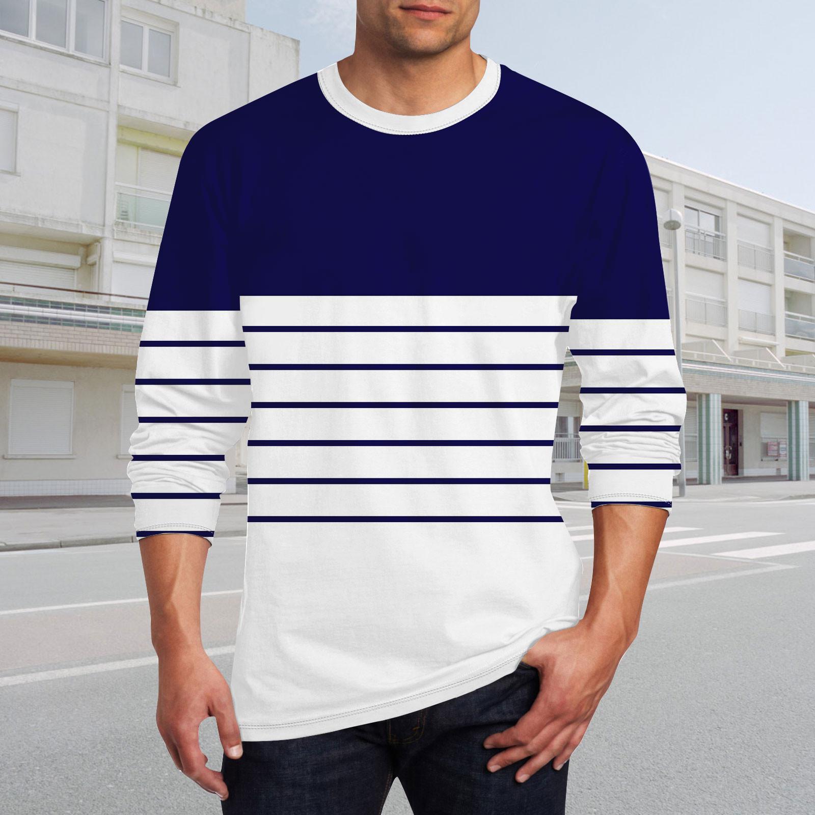 Linglong Heren T-shirt O-hals Kleding Kleding Buiten Lange Mouw Print Modeontwerper Vintage L wit