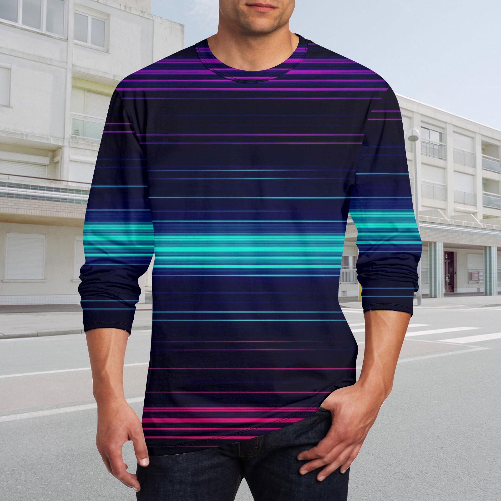 Ximalaya Heren T-shirt O-hals Kleding Kleding Buiten Lange Mouw Print Modeontwerper Vintage M сyaan