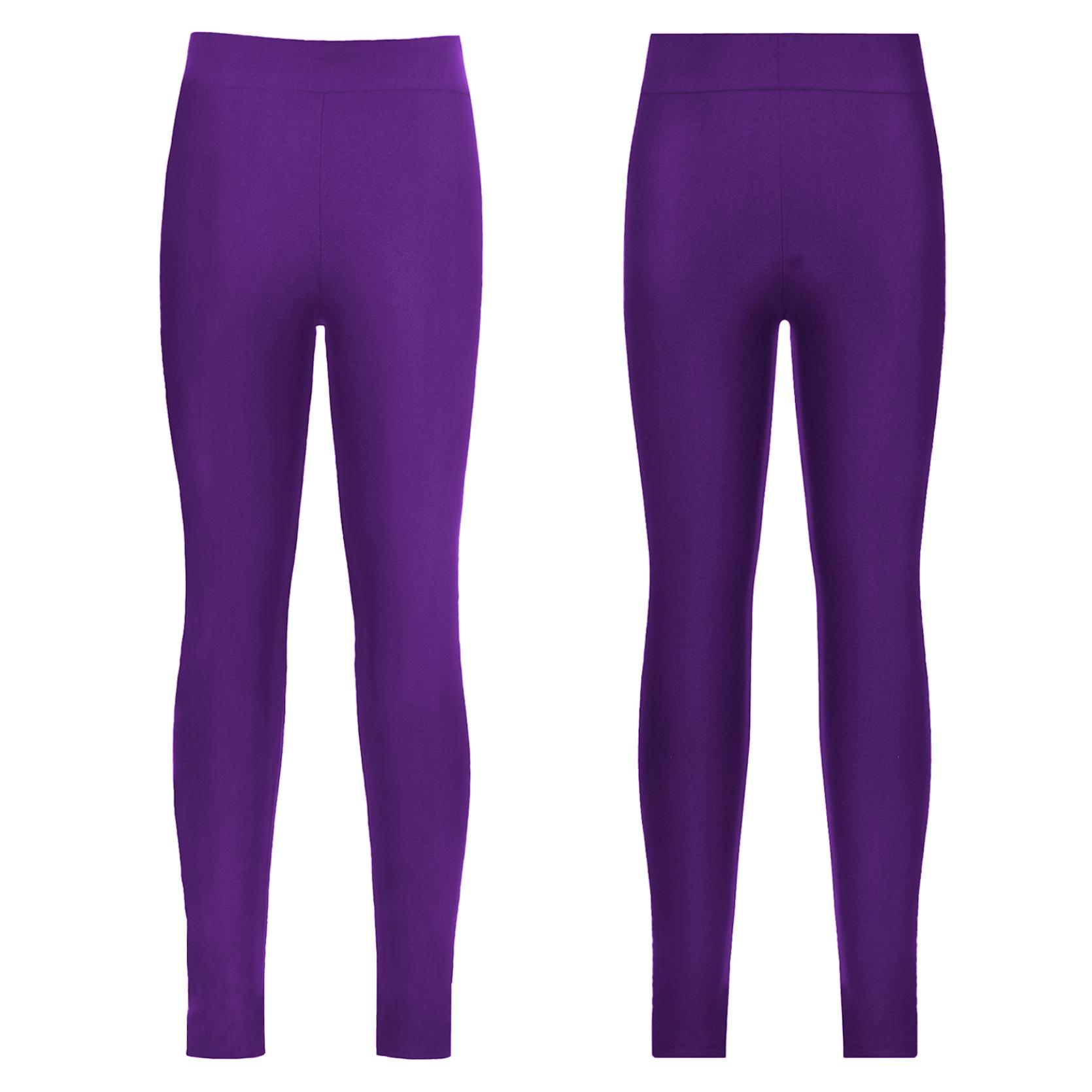 IEFiEL Stijlvolle schaatskleding voor kinderen, elastische tailleband, elastische dans, lange broek, legging 9-10 Years donkerpaarse kleur