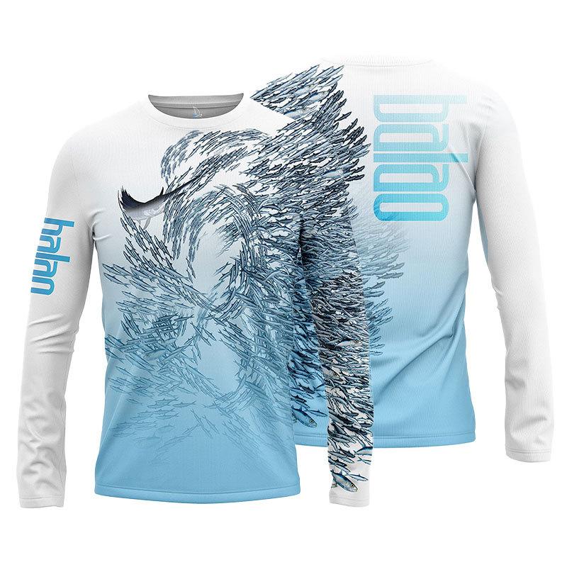 ETST 007 Herenvissersshirt met print, visserskleding, lange mouwen, vissersshirt - ademend, UV-bescherming, buitensporten, ronde hals, tops 6XL 2XL