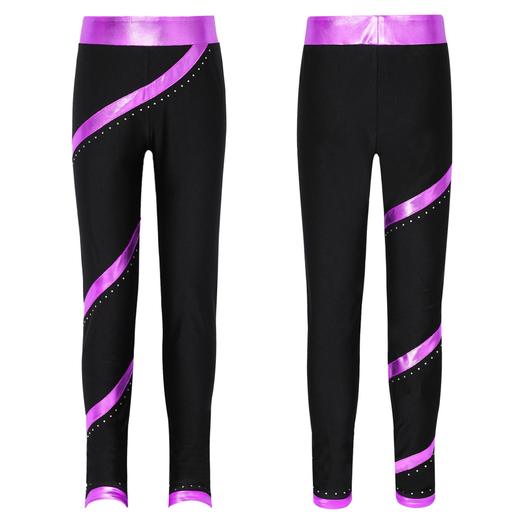 IEFiEL Kinderen meisjes kunstschaatsen gymnastiek prestatie legging glanzende strass skinny broek 13-14 Years