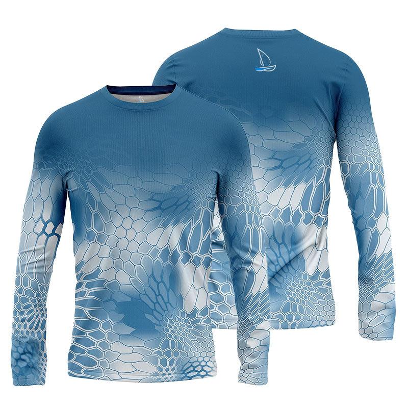 ETST 007 Herenvissersshirt met print, visserskleding, lange mouwen, vissersshirt - ademend, UV-bescherming, buitensporten, ronde hals, tops 6XL M