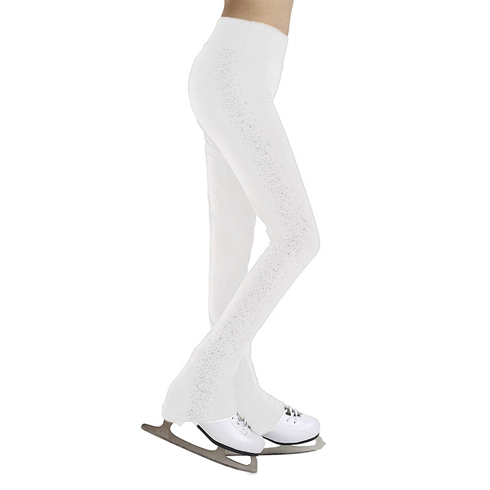 Sxiwei Kinderen Meisjes Kunstschaatsbroek Zijkant Strass IJsschaatsen Oefenleggings Voetloze Dans Training Tights 9-10 Years