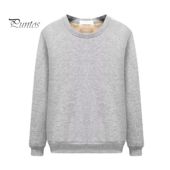 DILLER Winter Heren Sweatshirt Verdikt Pluche Houd Warm O Hals Lange Mouwen Elastische Manchet Plus Size Effen Kleur Onderkant Top Dagelijkse Draagkleding L lichtgrijze kleur