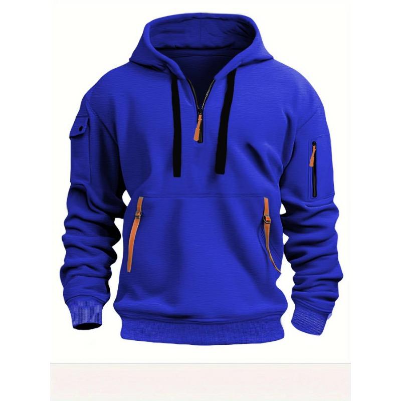 HerSight Lente Herfst Heren Hoodie Ritssluiting Multi Pocket Geborduurde Badge Hoodie Sport en Vrije Tijd Sweatshirt Hoodies & Sweatshirts (Mannen) XXXL blauw
