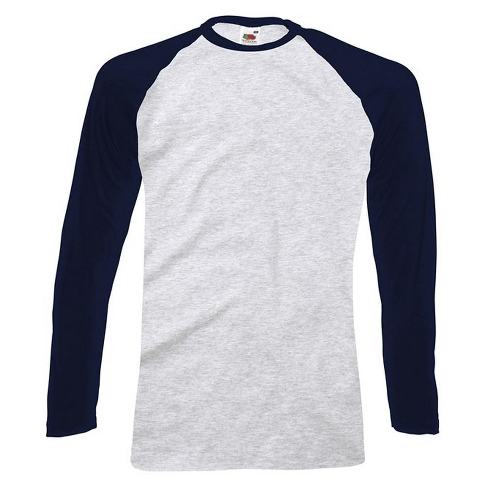 Fruit Of The Loom Mens Long-Sleeved Baseball T-Shirt L
