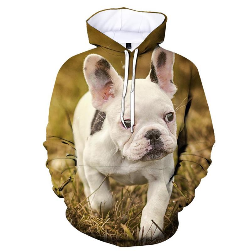 Etst 003 Schattige 3D-geprinte Franse Bulldog-hondenhoodies Herenmode Casual Lange mouwen Hoodie Pullover Straat Sweatshirt Kinderen Herfstkleding XS
