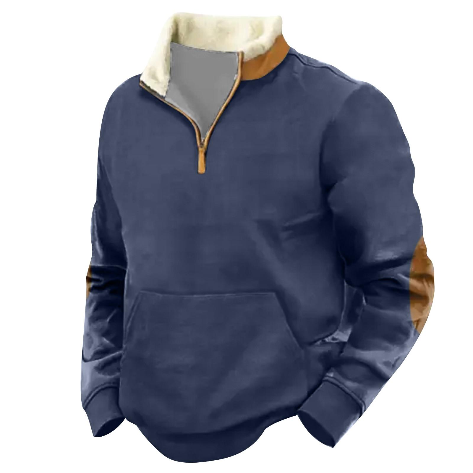 Swimwear Lente en herfst herensweatshirt met staande kraag is outdoor casual truien tops XL Vloot