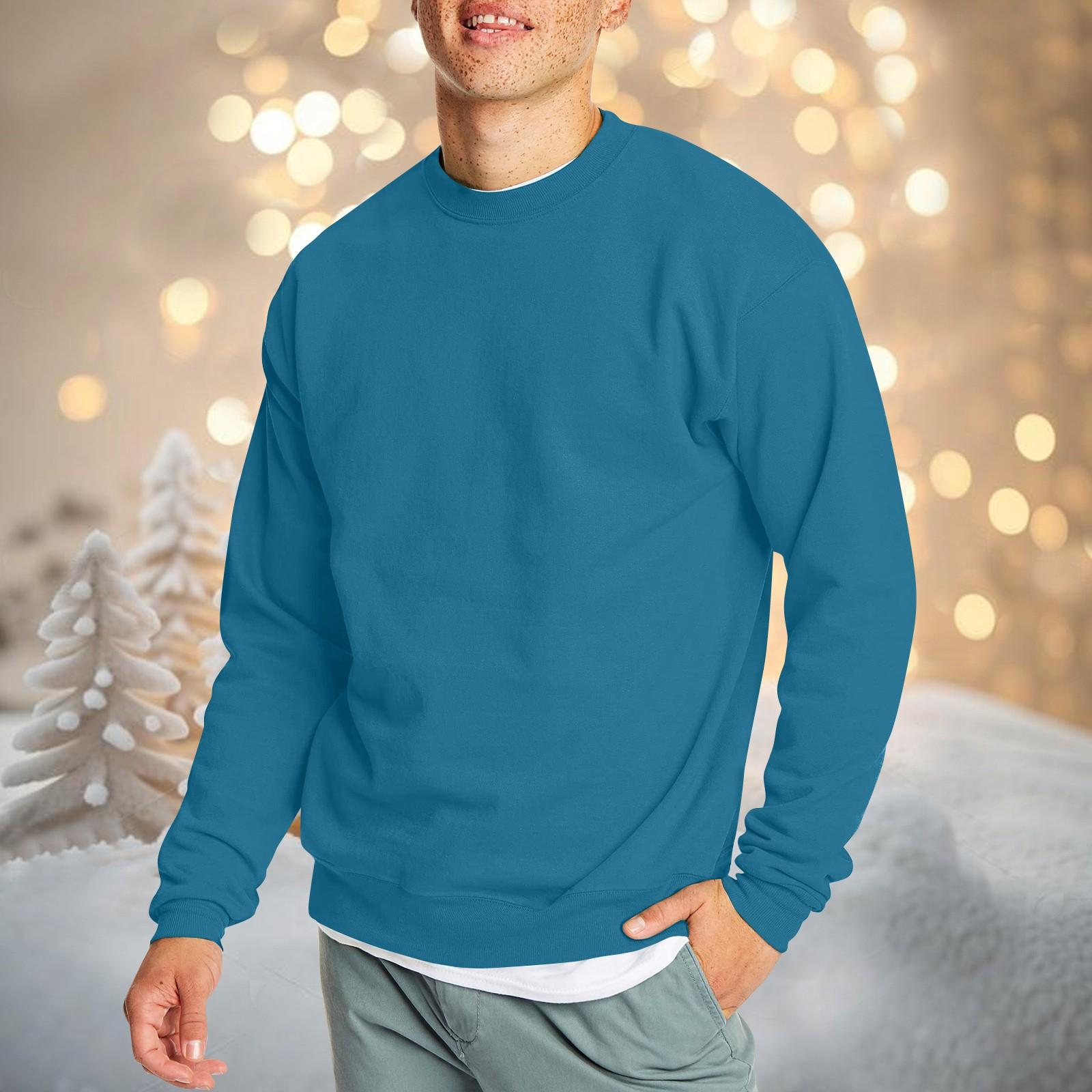 Niubiplus Heren Casual Mode Comfortabele Effen Kleur Ronde Hals Pullover Sweatshirt Sweatshirt M