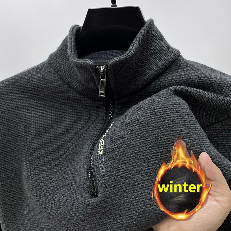 JOHO - CarGear Winter Heren Houd Warm Ondergoed Casual Effen Kleur Fleece Sweatshirts Wollen Voering Trui Thermisch Ondergoed Pullover Tops M grijs