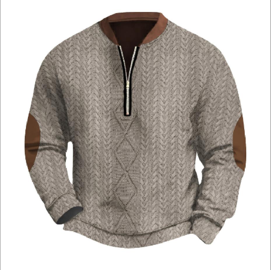 Zhengfuzhihai Heren Retro Casual Gradient Bedrukt Sweatshirt XL kaki