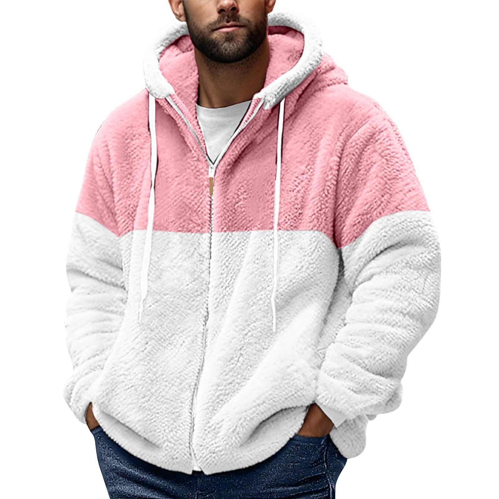 JOHO - CarGear Heren Winter Rits Capuchon Fleece Sweatshirt Met Opgestikte Zak Casual Jack XXXXXL roze