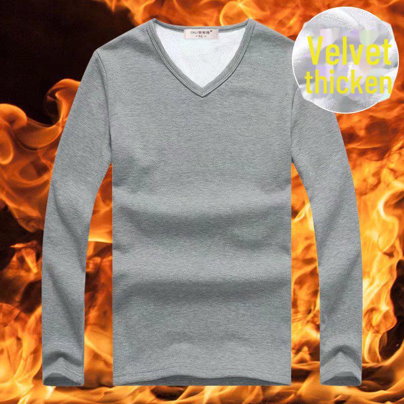 VantaGoods Dikke fluwelen V-hals lange mouwen thermisch ondergoed top voor heren 3XL
