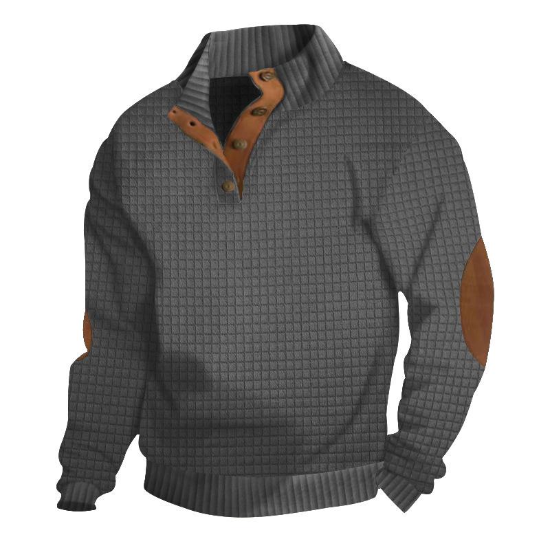 Fashion human Mode Heren Outdoor Casual Staande Kraag Lange Mouw Sweatshirt Klein Vierkant Jasje Heren Top XXXL donkergrijze kleur