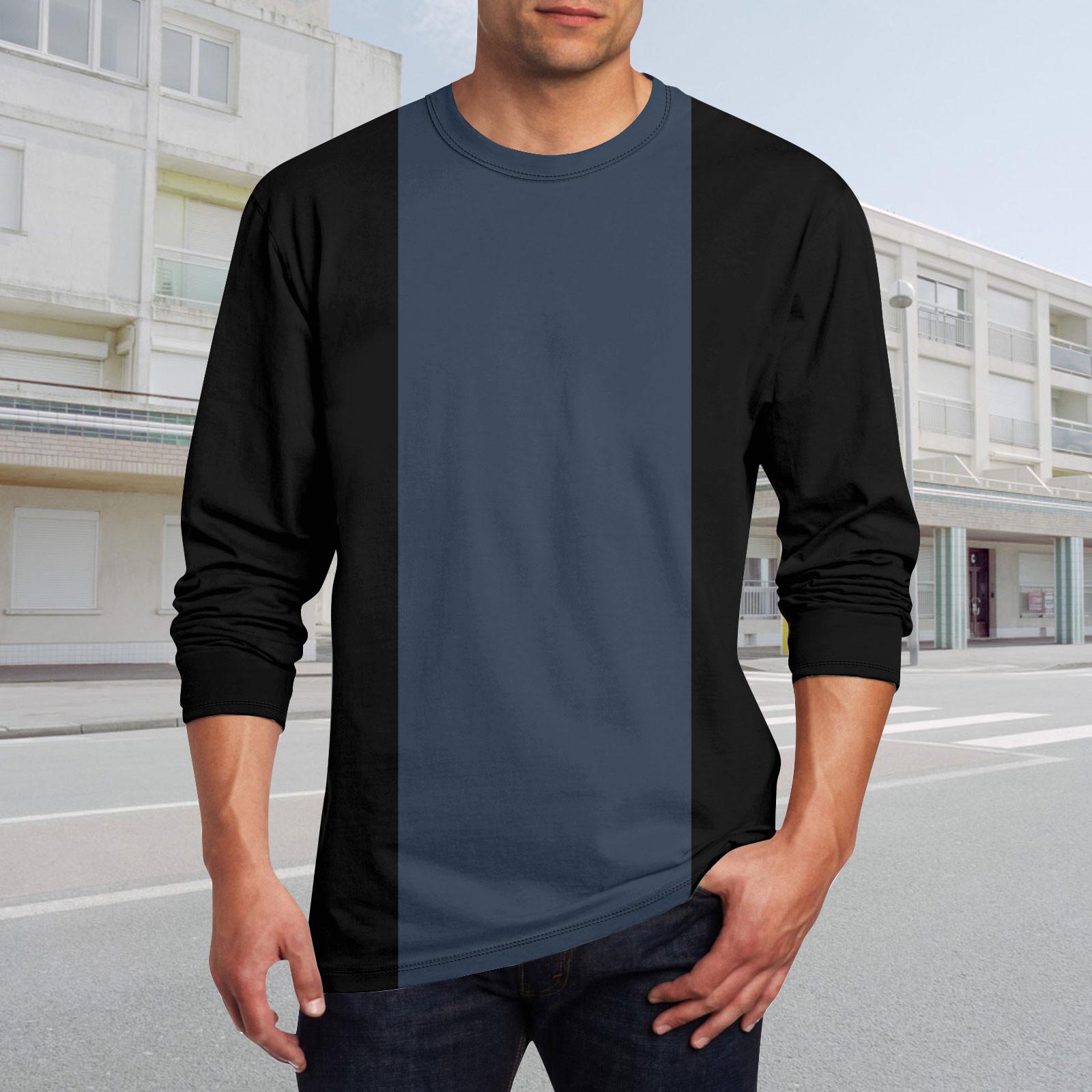 Wahaha123 Heren T-shirt O-hals Kleding Kleding Buiten Lange Mouw Print Modeontwerper Vintage XXXXL