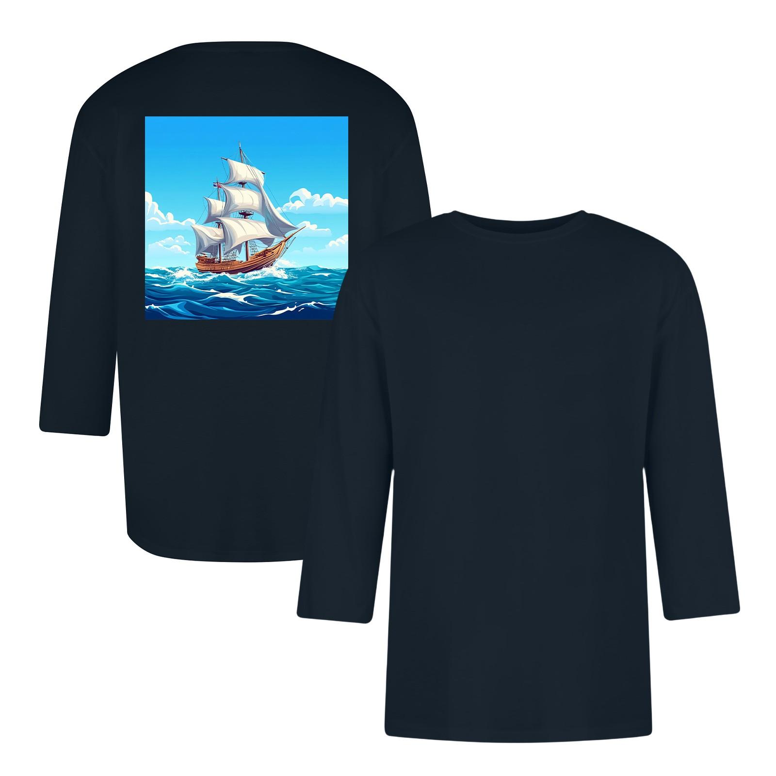 Chicago Rose Men's casual and fashionable printed round-neck three-quarter sleeve top T-shirt XXL Vloot