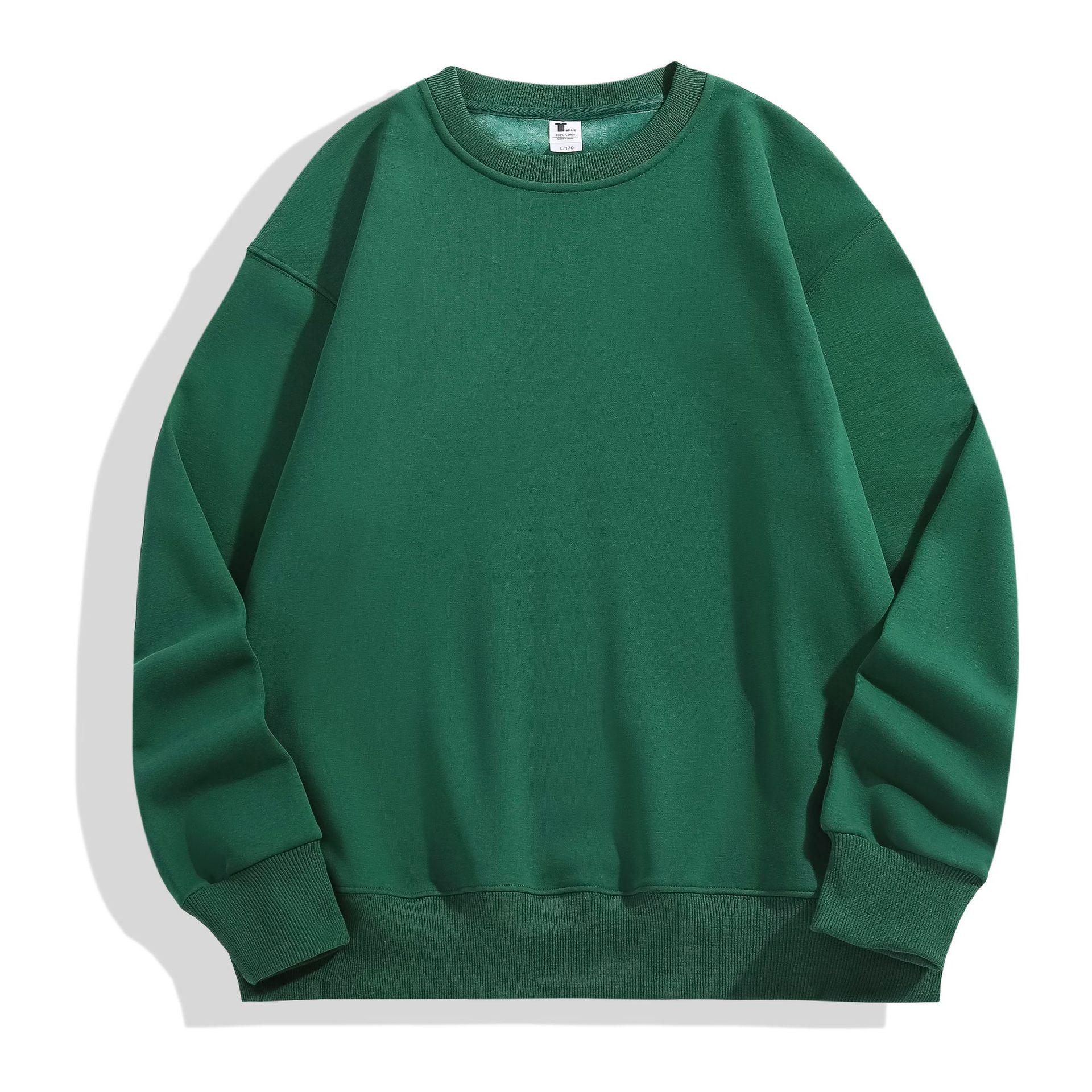 VantaGoods Herfst/winter verdikt Australisch katoen, fleece, verlaagde schouders, unisex losse pasvorm, plus fluweel, kaki. XS