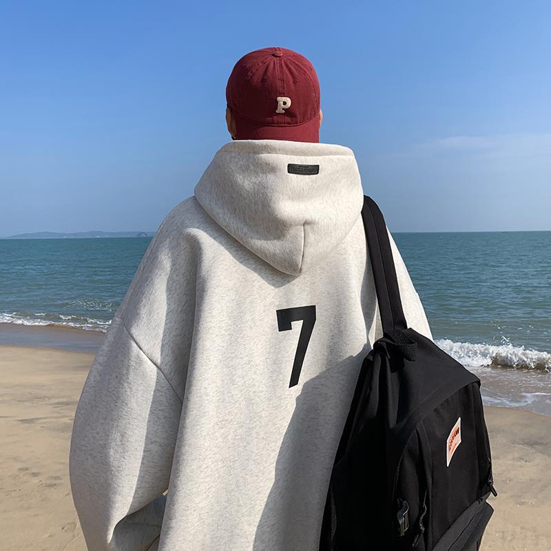 VantaGoods Heren Grijs Zwaar Capuchon Sweatshirt - Trendy Losse Hip-Hop Jas voor Herfst/Winter 2022 L lichtgrijze kleur