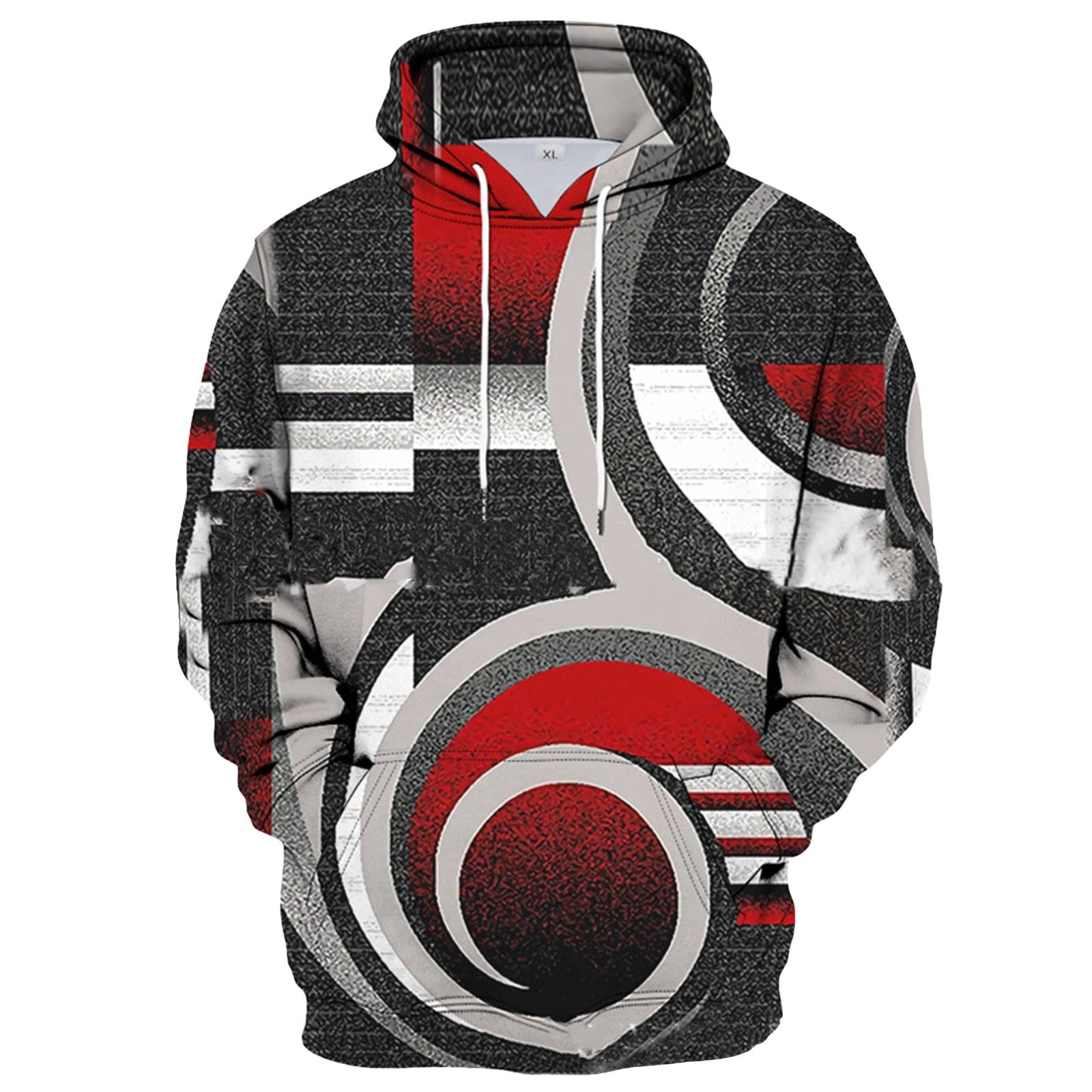 ElongPaoXiao Los bedrukt sweatshirt met capuchon voor heren Casual mode-sportsweatshirt voor heren XXXXL rood