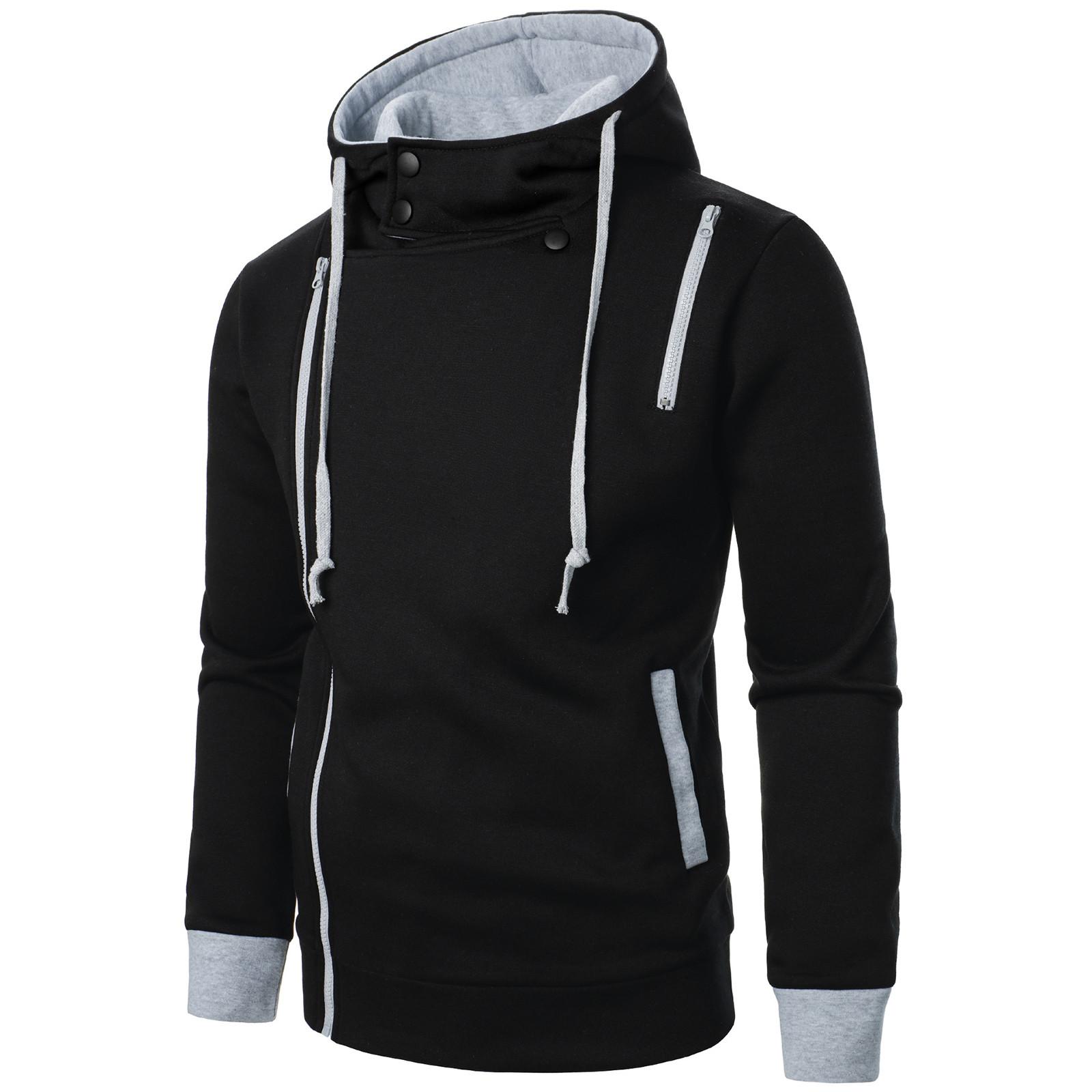 Timoduizhang Ritspullover voor heren, sweatshirt met lange mouwen en capuchon, tops, blouse M zwart
