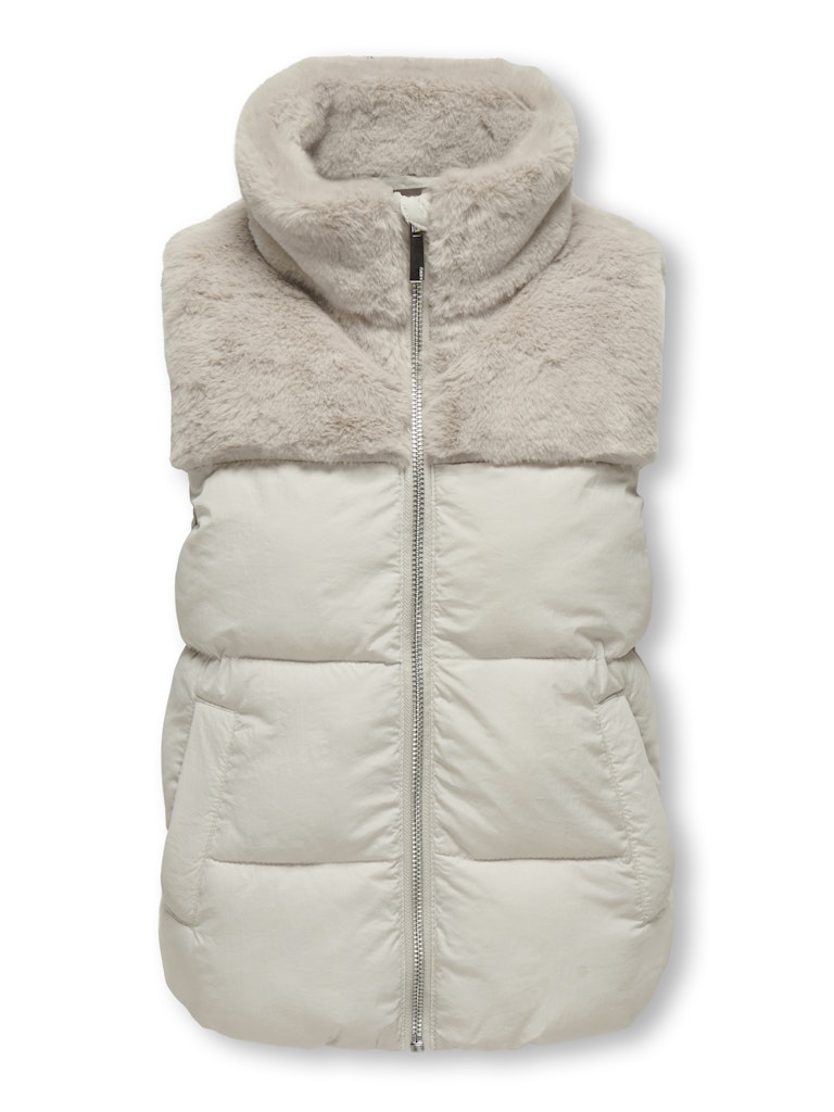 Only Kogwanja fur puffer mix waistcoat otw beige