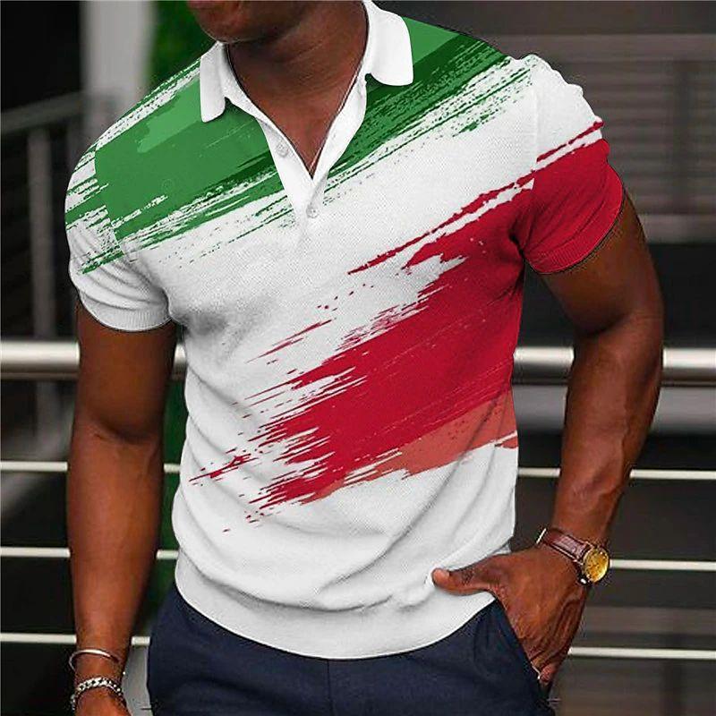 ForYourBeauty Heren poloshirt met korte mouwen en reverskraag met reverskraag Golfkleding Heren poloshirt met casual rits XL