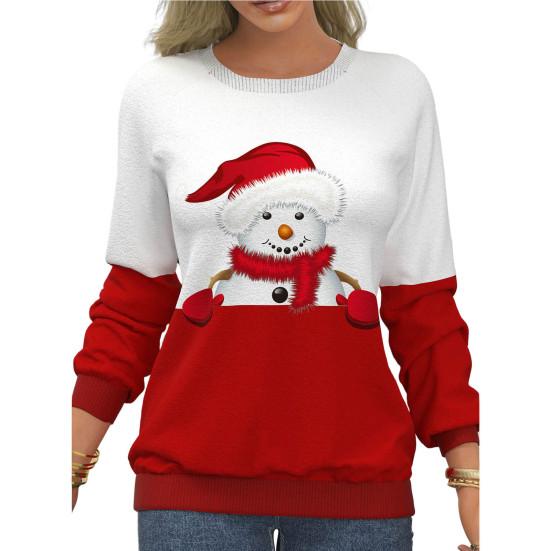 GETIFIT Kersttop Kerstprint Creëer sfeer Raglanmouwen Sneeuwvlok Kerst T-shirt voor feest M