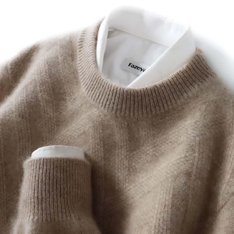 PulseTrade Heren dikke kasjmiertrui - herfst/winter effen, ronde hals, losse pasvorm, zakelijke, casual gebreide trui. 3XL