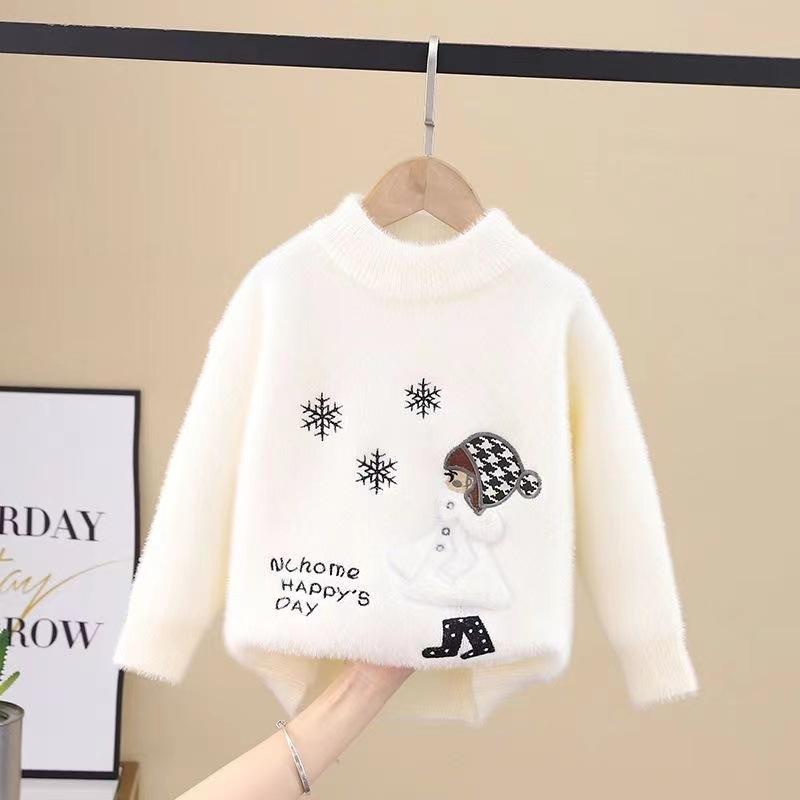 Molly Show Herfst en winter kindersweater Pullover meisjes ronde hals gebreide kleding Nertsen kinderen westerse cartoon lange mouw 140cm