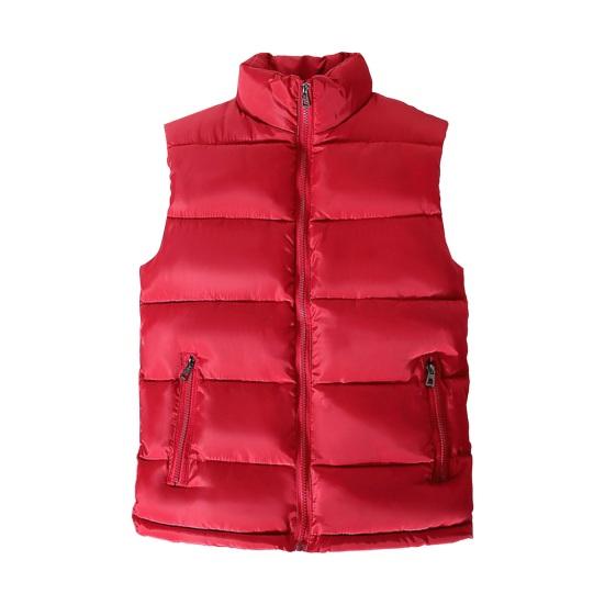 Tianhangyuan Herenvest Opstaande kraag Mouwloos vest Jas met zakken Ritssluiting Warm comfortabel donsvest L rood