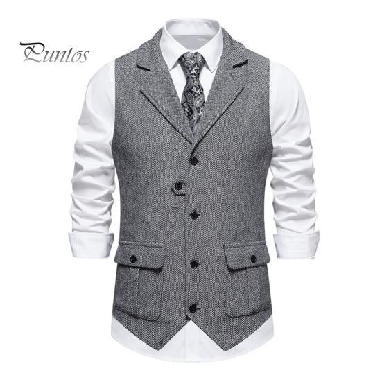 DILLER Herenpak Vest Revers Mouwloos Enkelrijs Slim Fit Vest met Klepzakken Effen Kleur Formeel Zakelijk Vest Jas S zwart witte kleur