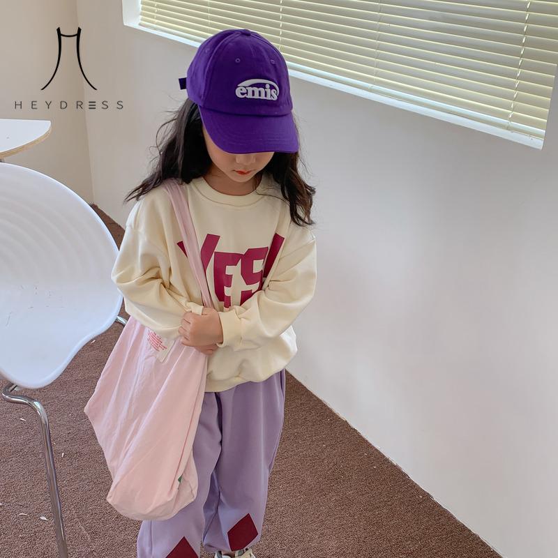 HEYDRESS Kindersweatshirt Lente Jongens Meisjes Koreaanse ronde hals Letter Sweetshirt Kindershirt met lange mouwen en losse top 140