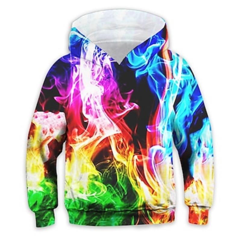 ETST WENDY 012 Kinderen Jongens Hoodie Lange Mouw 3D Print Gradiënt Kinderen Tops Mode Dagelijks Dagelijks Binnen Buiten Normale Pasvorm 3-13 Jaar 150CM