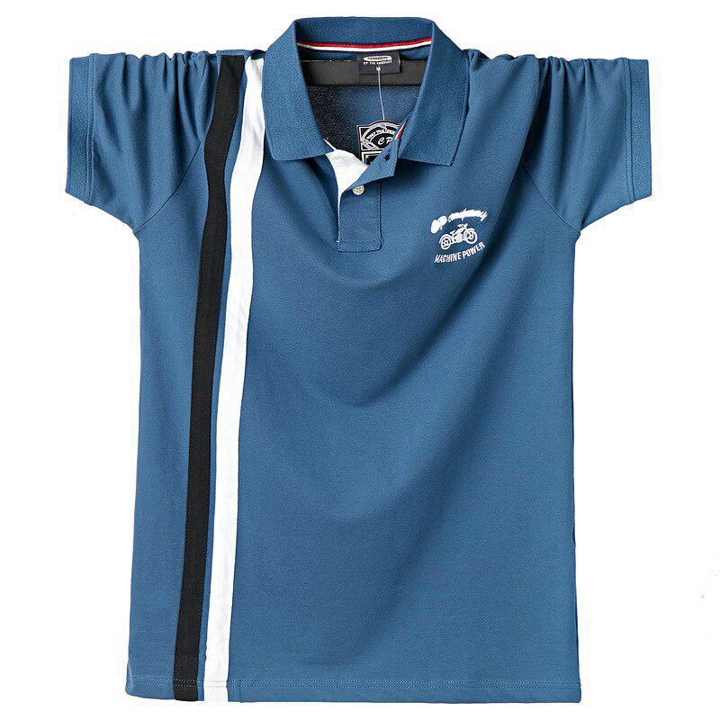 Phoca largha Heren poloshirt met korte mouwen, zomerkatoen, zakelijk casual merkborduurwerk POLO-top, plus maat 3XL blauw
