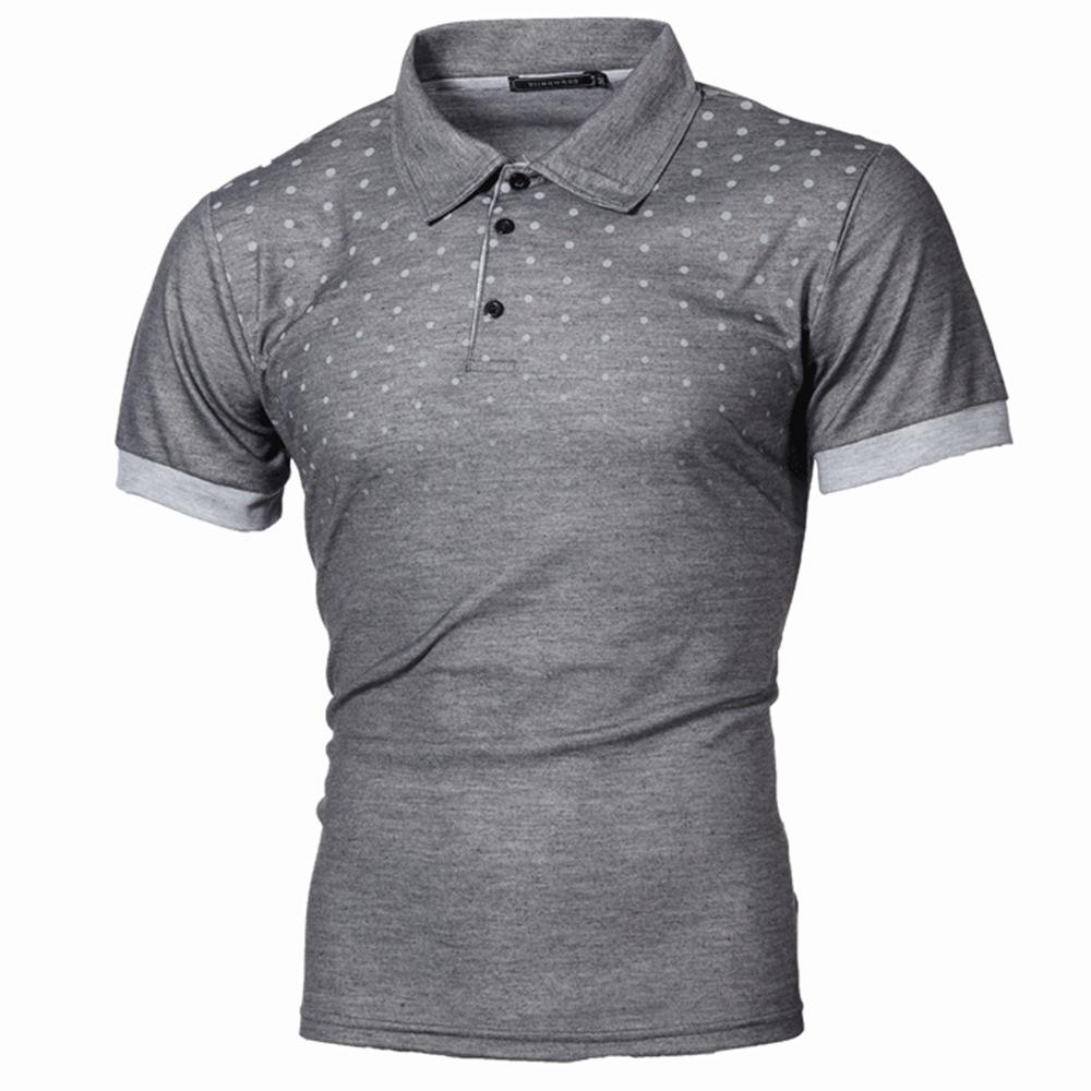 HerSight Heren overhemd met korte mouwen en stippenprint op de borst. Heren poloshirts met reversknop en grote maten 5XL