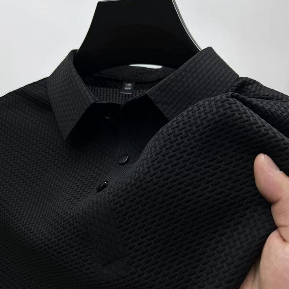 King Billion Heren Casual Ice Silk Poloshirts Zacht Comfortabel Zomer Korte Mouwen Effen Kleur Ademend Basic Eenvoudig Dun T-shirt XL zwart