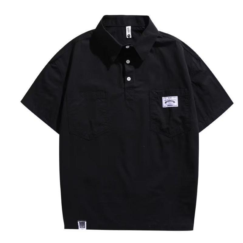 VantaGoods Heren Japans Trendy Loose-Fit Zomer Polo Shirt, Korte Mouw, Grote Maat, Casual Zwart T-shirt 4XL zwart