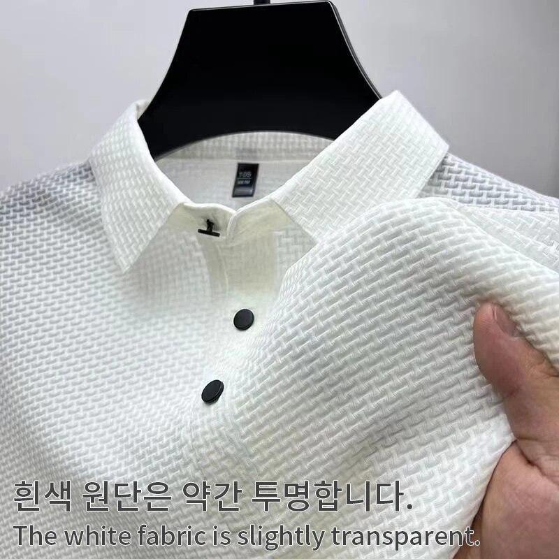 PCD16KL Zomer nieuw heren T-shirt met korte mouwen Koel en ademend POLO-shirt Business Casual zweetabsorberende top XL 65-75kg wit